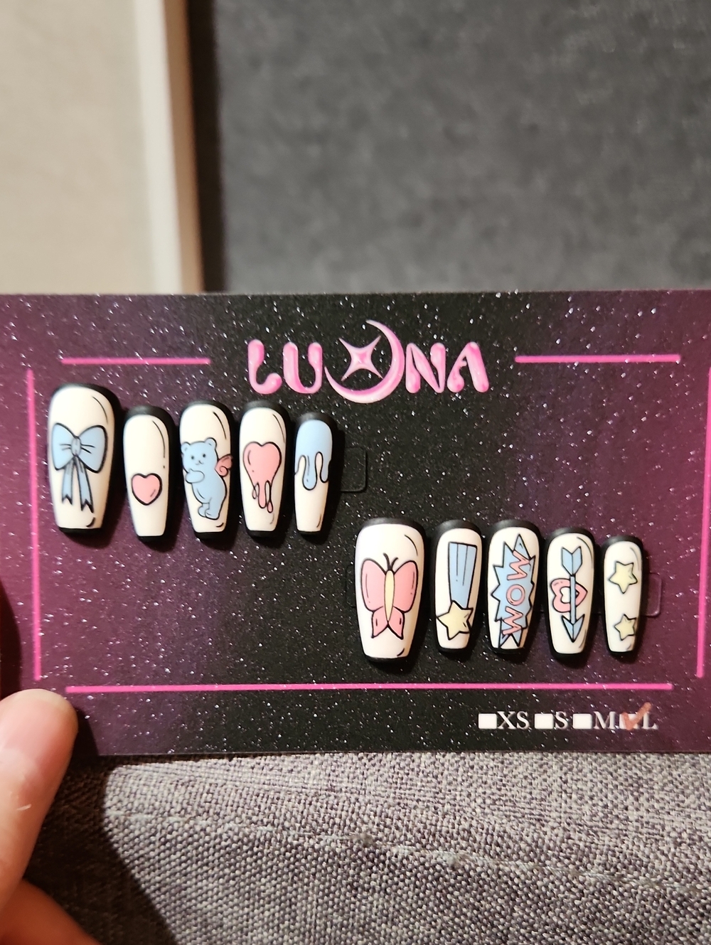 Matte Comic Strip Style Press On Nails. Size Large
